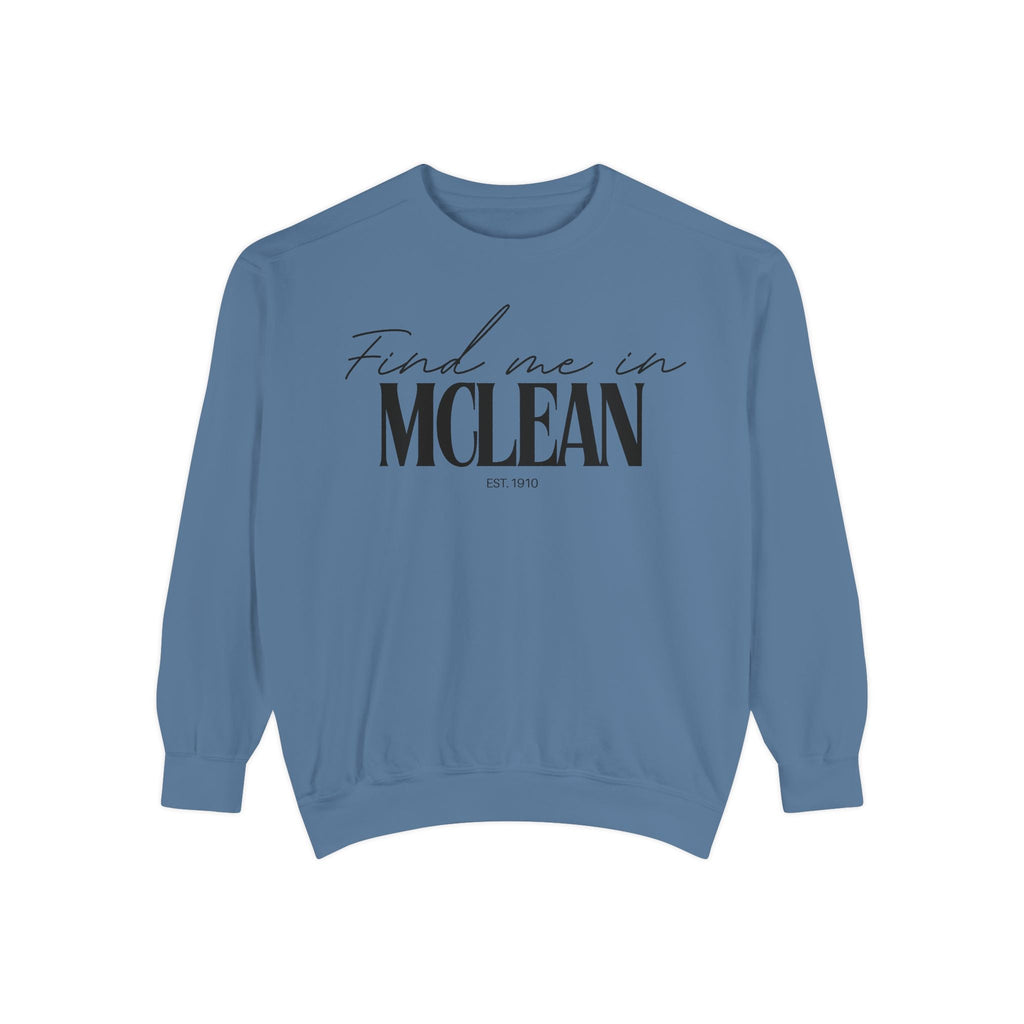 McLean Cozy Sweatshirt, Unisex Garment-Dyed Crew, Casual Wear, Gift for Friends, Fall Fashion, Lounge Style