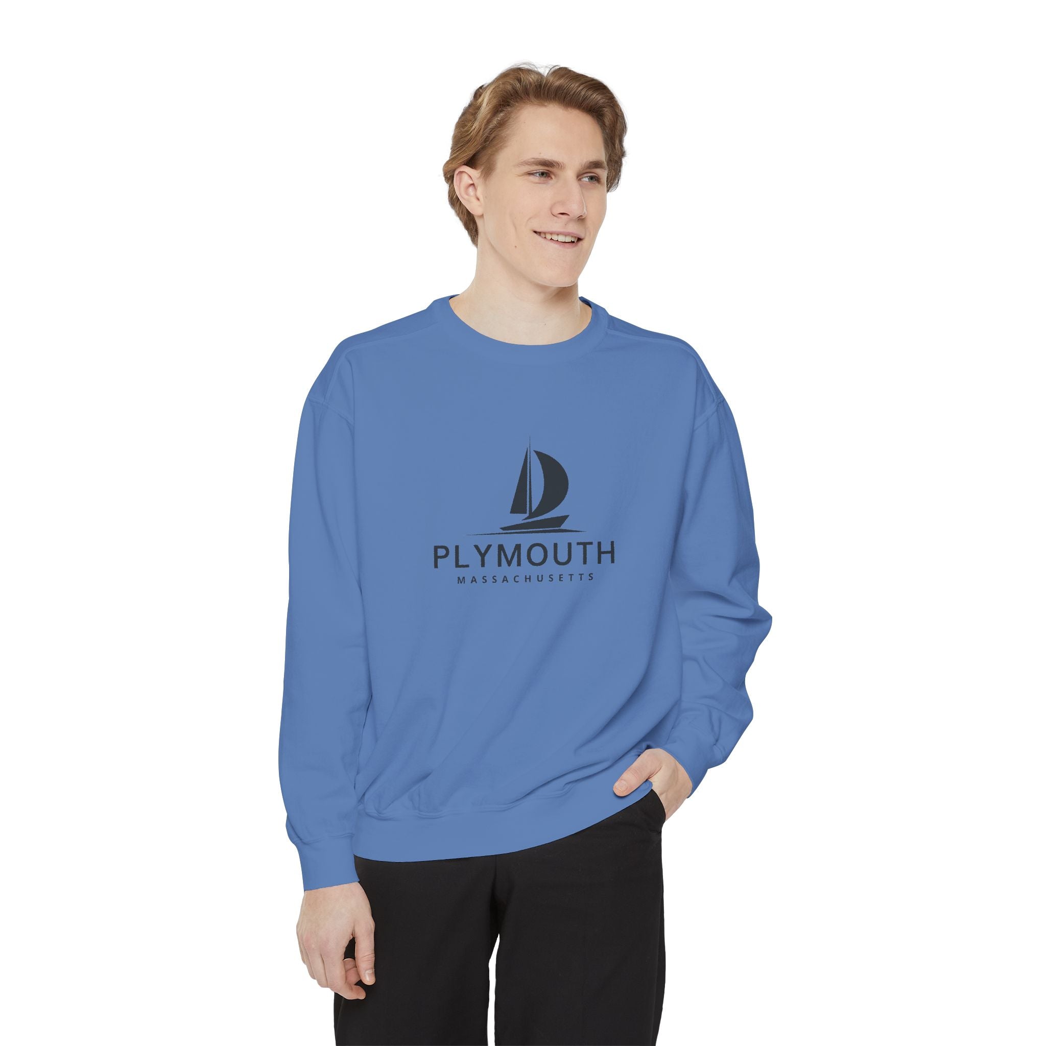 Plymouth Vibes Unisex Sweatshirt | Garment-Dyed Comfort, Perfect for Casual Outings, Travel, Gifts, Autumn Days