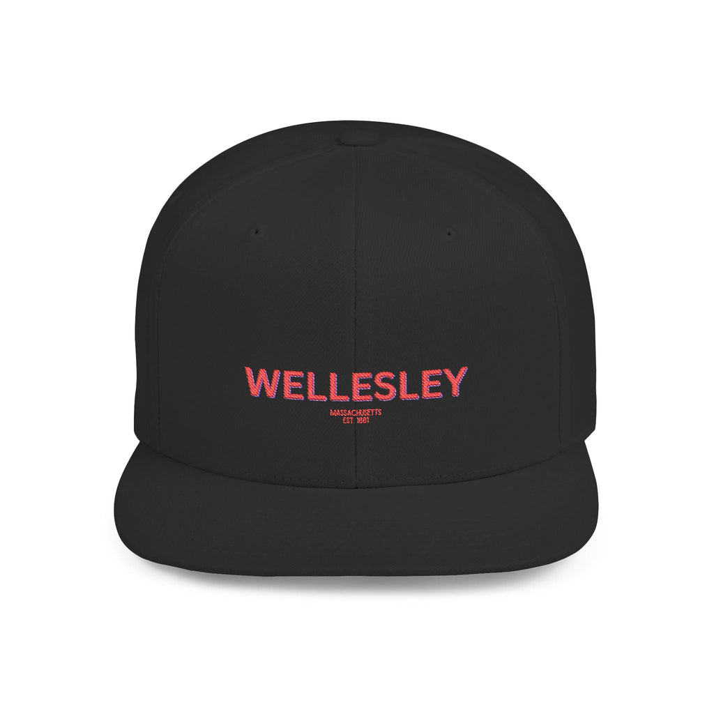 Wellesley Stylish Flat Bill Snapback Hat with Design, Perfect for Casual Outings, Streetwear, Gifts, Festivals, Everyday Wear