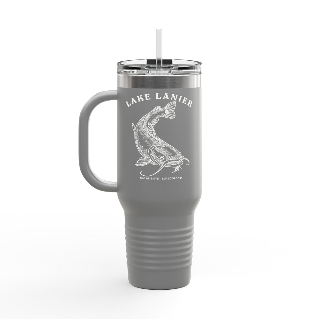 Lake Lanier Insulated Travel Mug, Summer Adventure Cup, Outdoor Coffee Tumbler, Fishing Gift, 40oz Drinkware