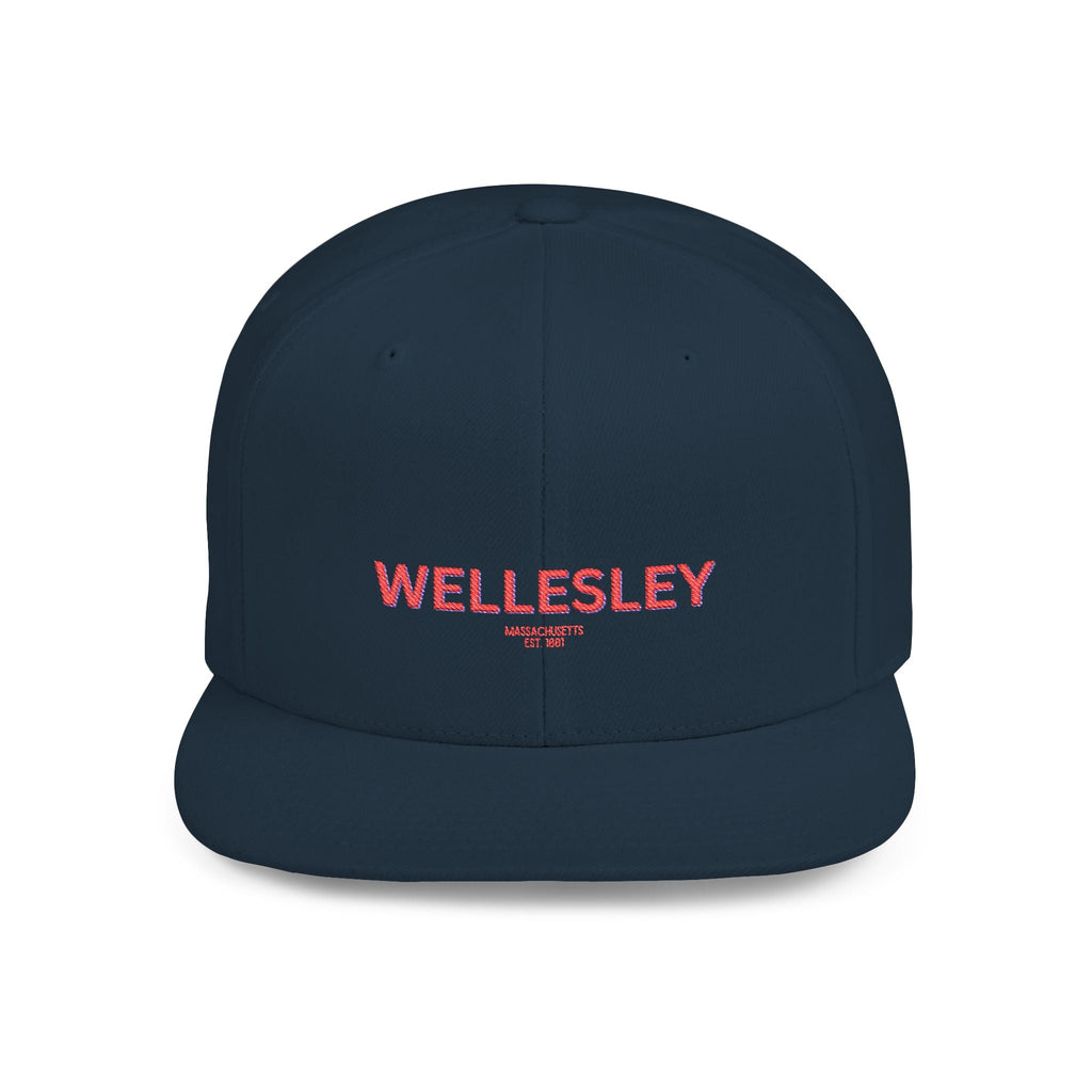 Wellesley Stylish Flat Bill Snapback Hat with Design, Perfect for Casual Outings, Streetwear, Gifts, Festivals, Everyday Wear