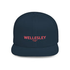 Wellesley Stylish Flat Bill Snapback Hat with Design, Perfect for Casual Outings, Streetwear, Gifts, Festivals, Everyday Wear