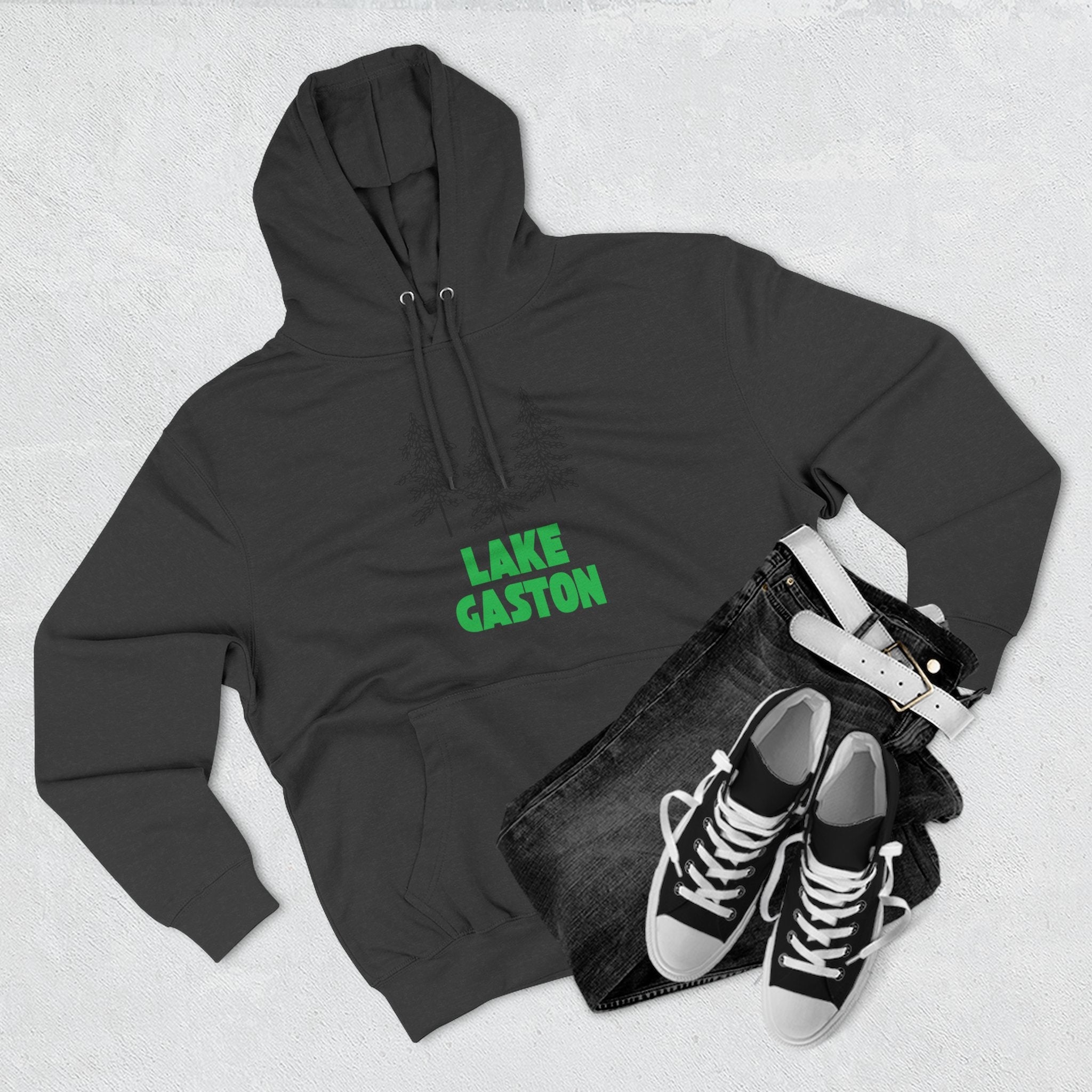Lake Gaston Fleece Hoodie, Cozy Sweatshirt, Outdoor Adventure Wear, Unique Gift for Lake Lovers, Perfect for Fall and Winter