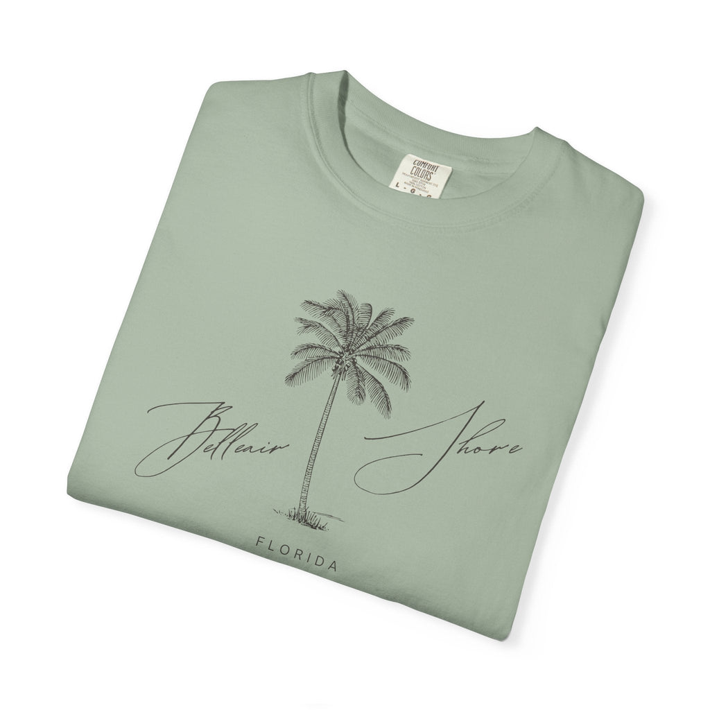 Belleair Shore Chill Vibes Palm Tree Tee - Unisex Garment-Dyed T-shirt for Beach Lovers, Summer Outings, Casual Wear, Gifts for Him/Her