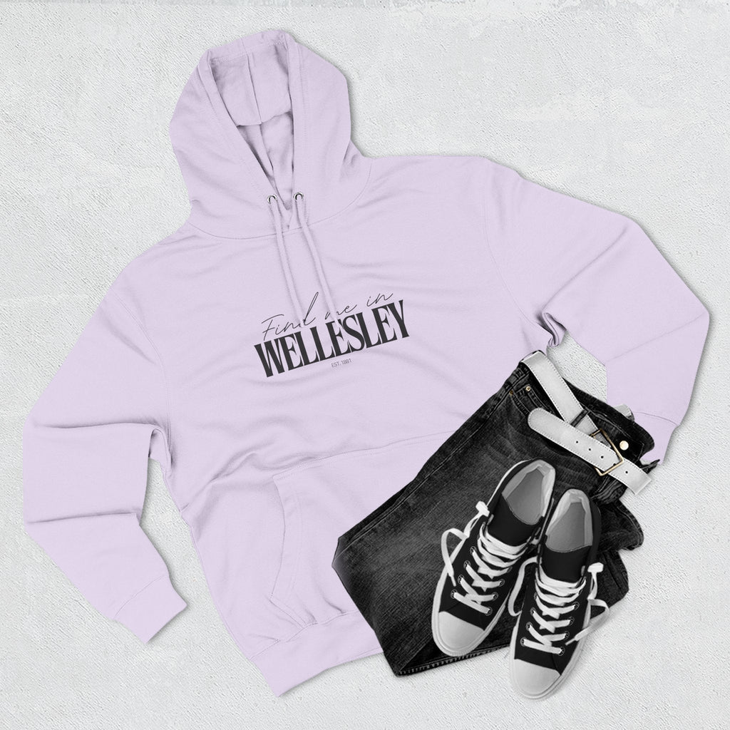 Wellesley Stylish Three-Panel Fleece Hoodie for Everyday Comfort, Personalized Gift, Casual Wear, Unisex Hoodie, Cozy Fashion