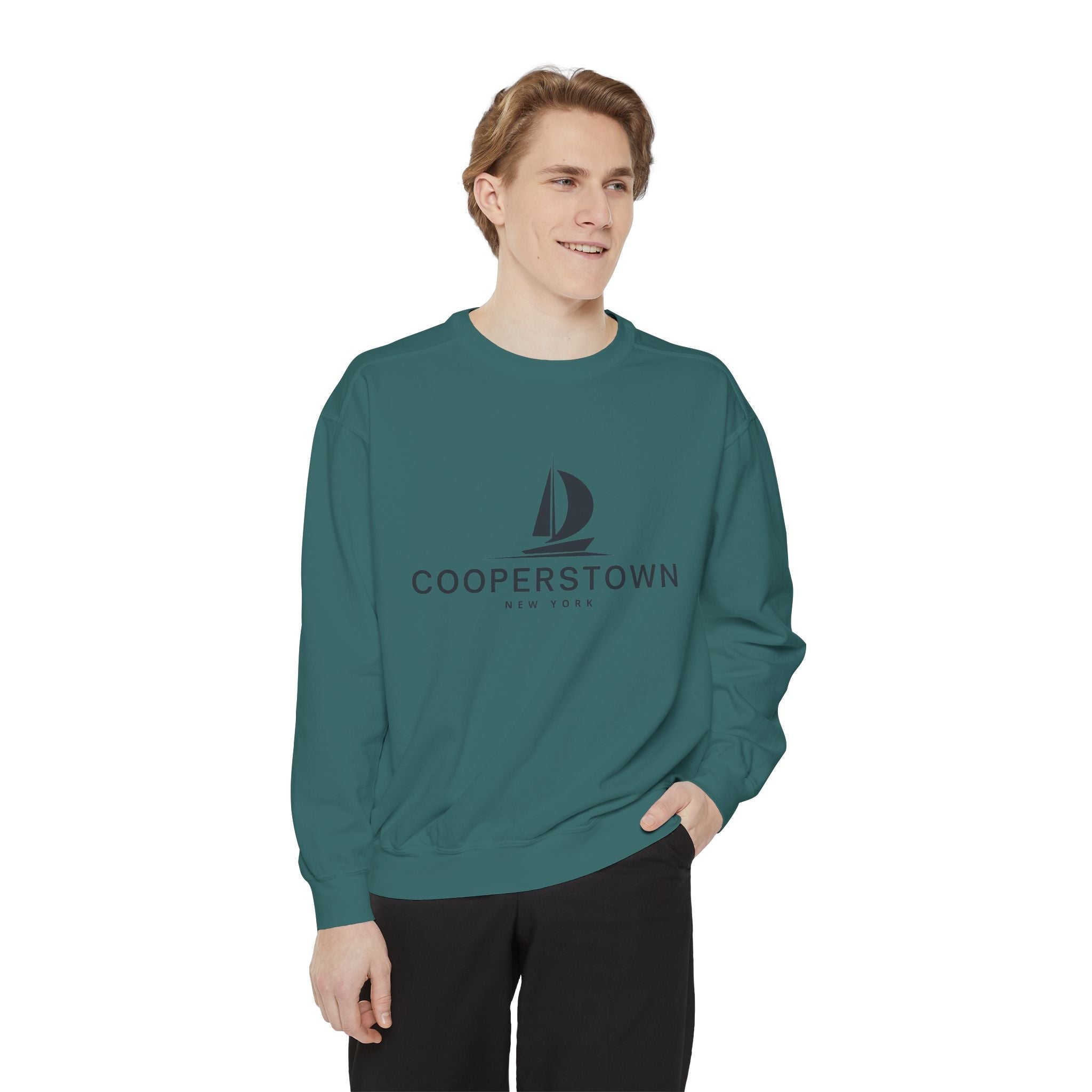 Cooperstown Vibes Unisex Sweatshirt | Garment-Dyed Comfort, Perfect for Casual Outings, Travel, Gifts, Autumn Days