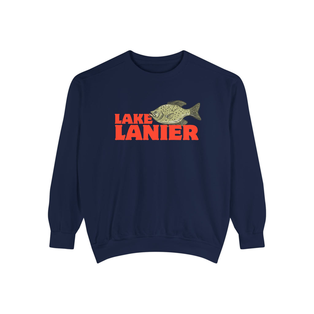 Lake Lanier Fish Sweatshirt | Unisex Garment-Dyed Apparel | Cozy Lake Life Gift, Relaxed Weekend Wear, Fishing Enthusiast Gear