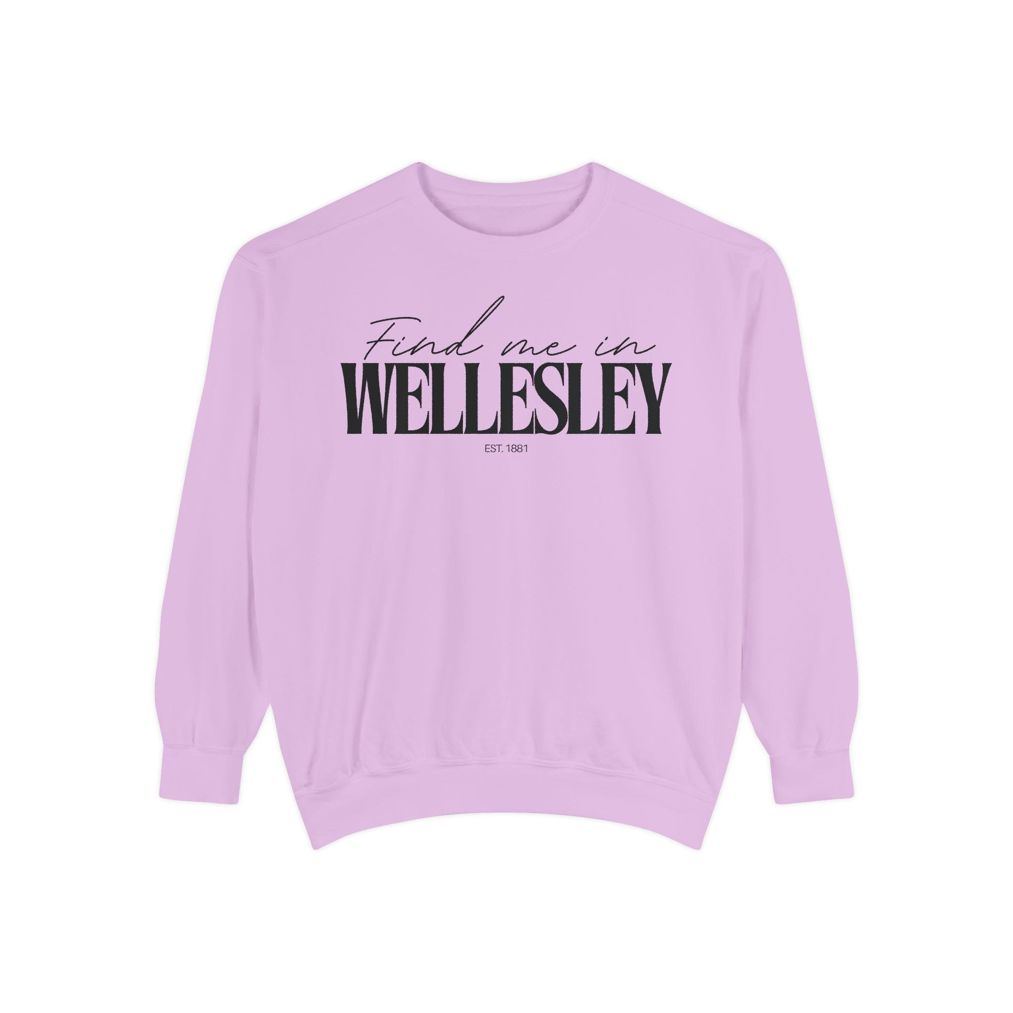 Wellesley Cozy Sweatshirt, Unisex Garment-Dyed Crew, Casual Wear, Gift for Friends, Fall Fashion, Lounge Style