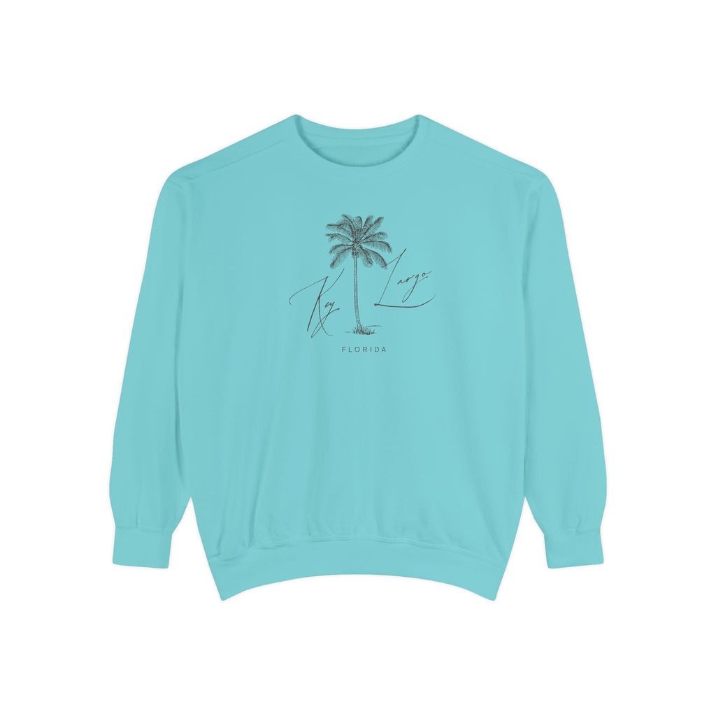 Key Largo Chill Vibes Sweatshirt - Unisex Garment-Dyed Style, Perfect for Lounging