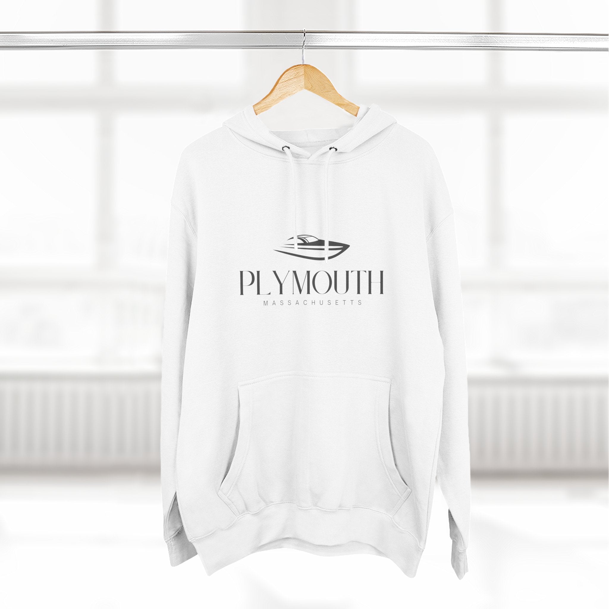 Plymouth Stylish Three-Panel Fleece Hoodie for Cozy Days, Casual Wear, Warm Layering, Gift for Him or Her
