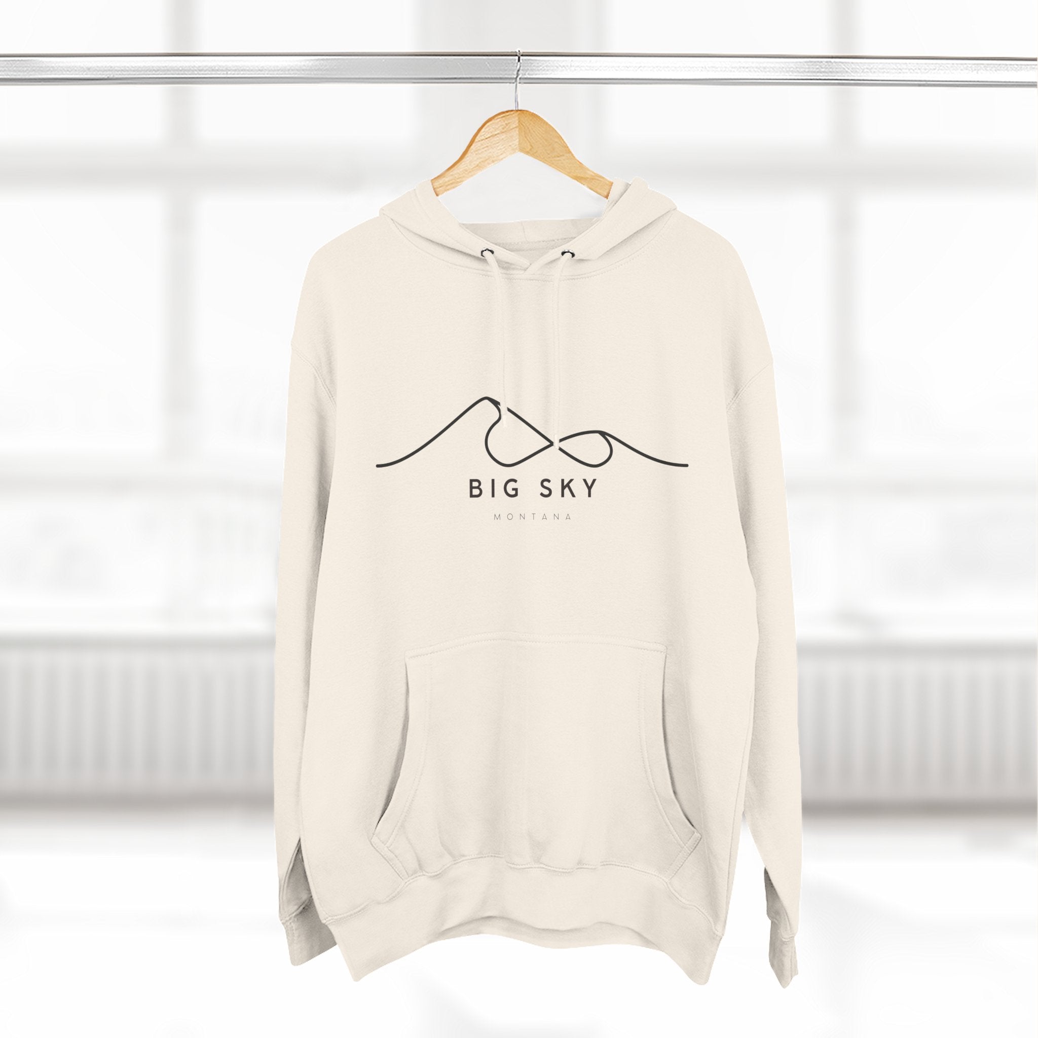 Big Sky Stylish Three-Panel Fleece Hoodie for Cozy Days, Casual Wear, Warm Layering, Gift for Him or Her