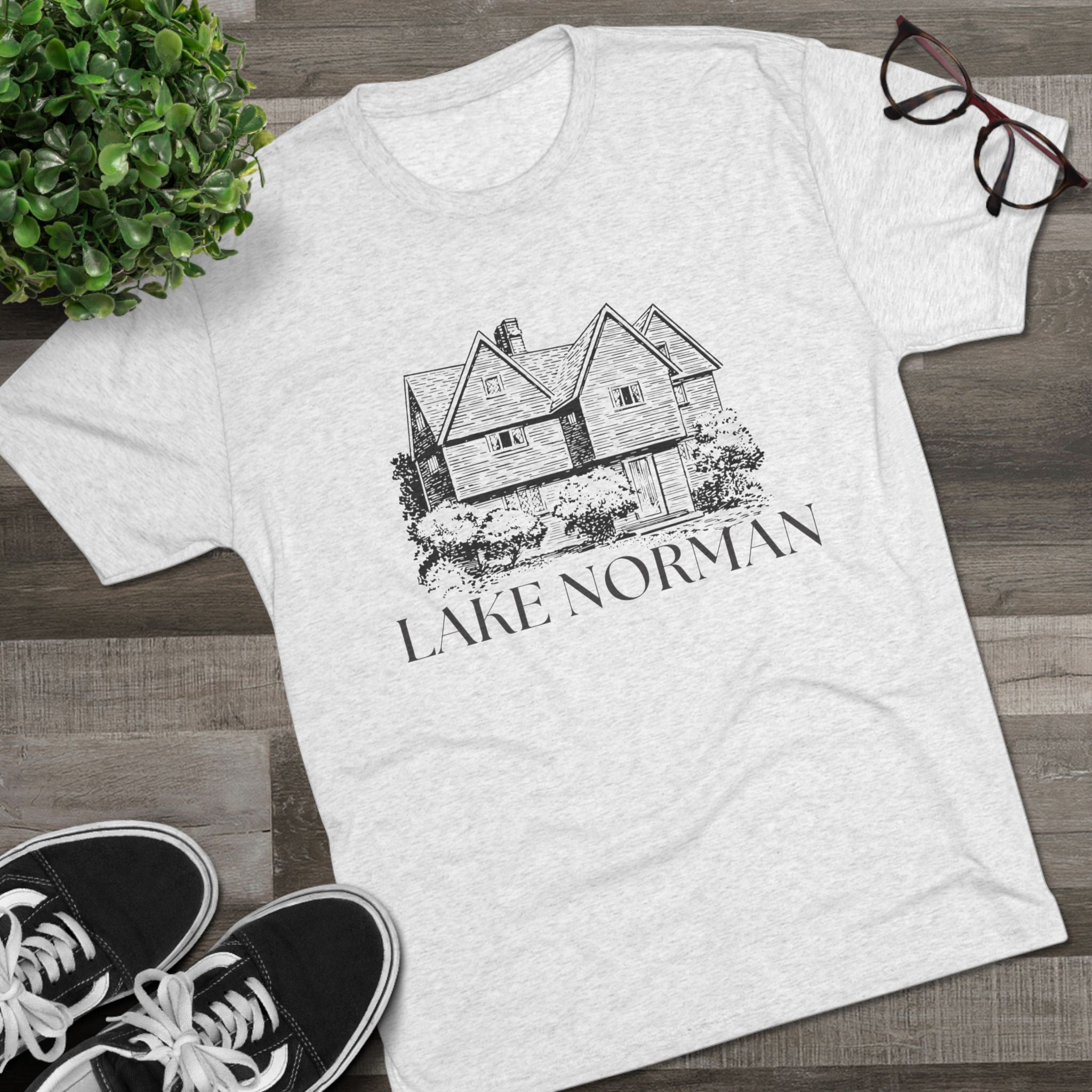 Lake Norman Unisex Tri-Blend Crew Tee, Casual T-Shirt, Summer Apparel, Lake House Shirt, Gift for Friends, Travel Tee