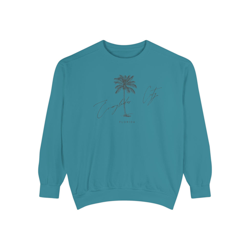 Everglades City Chill Vibes Sweatshirt - Unisex Garment-Dyed Style, Perfect for Lounging