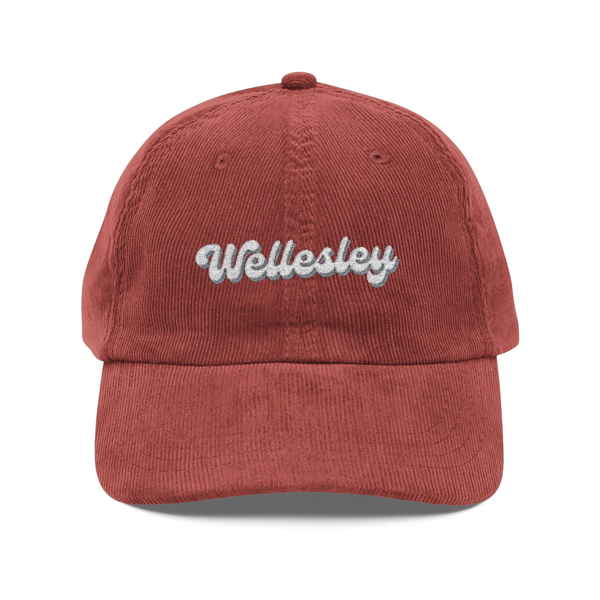 Wellesley Vintage Corduroy Cap, Retro Fashion Hat, Cool Embroidered Cap, Casual Summer Accessory, Gift for Trendsetters