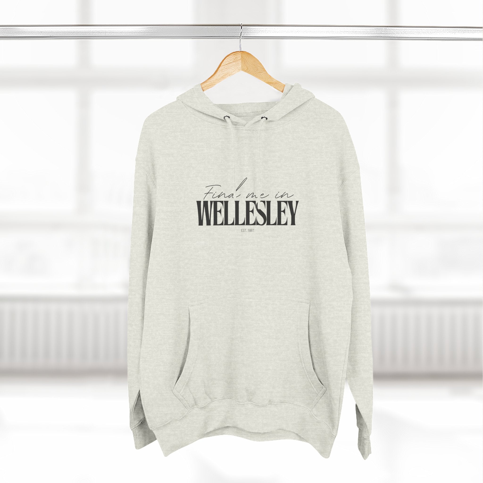Wellesley Stylish Three-Panel Fleece Hoodie for Everyday Comfort, Personalized Gift, Casual Wear, Unisex Hoodie, Cozy Fashion
