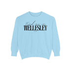 Wellesley Cozy Sweatshirt, Unisex Garment-Dyed Crew, Casual Wear, Gift for Friends, Fall Fashion, Lounge Style