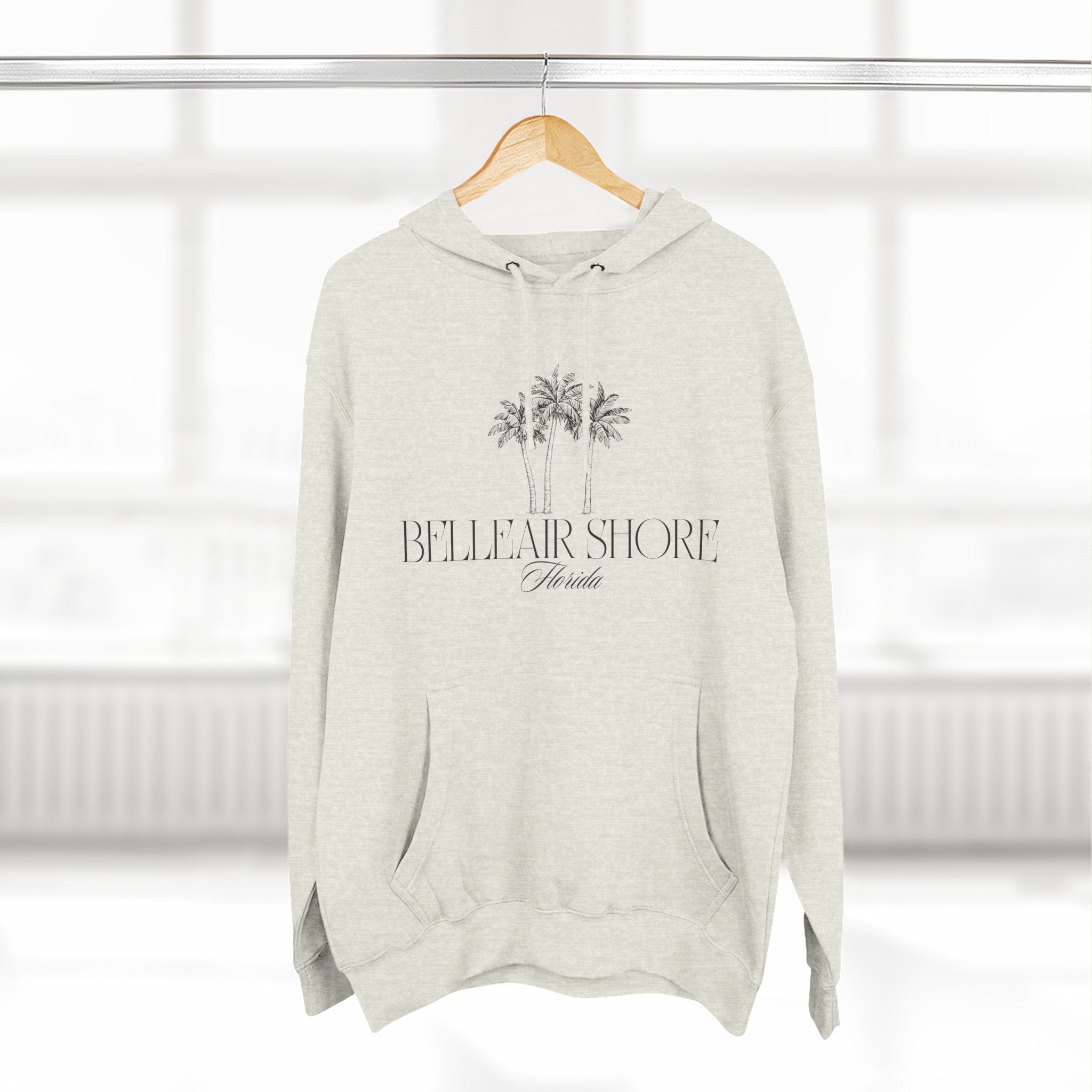 Belleair Shore Cozy Beach-Inspired Fleece Hoodie, Casual Wear, Beach Vibes, Relaxation, Gift for Summer Lovers, Travel Essential