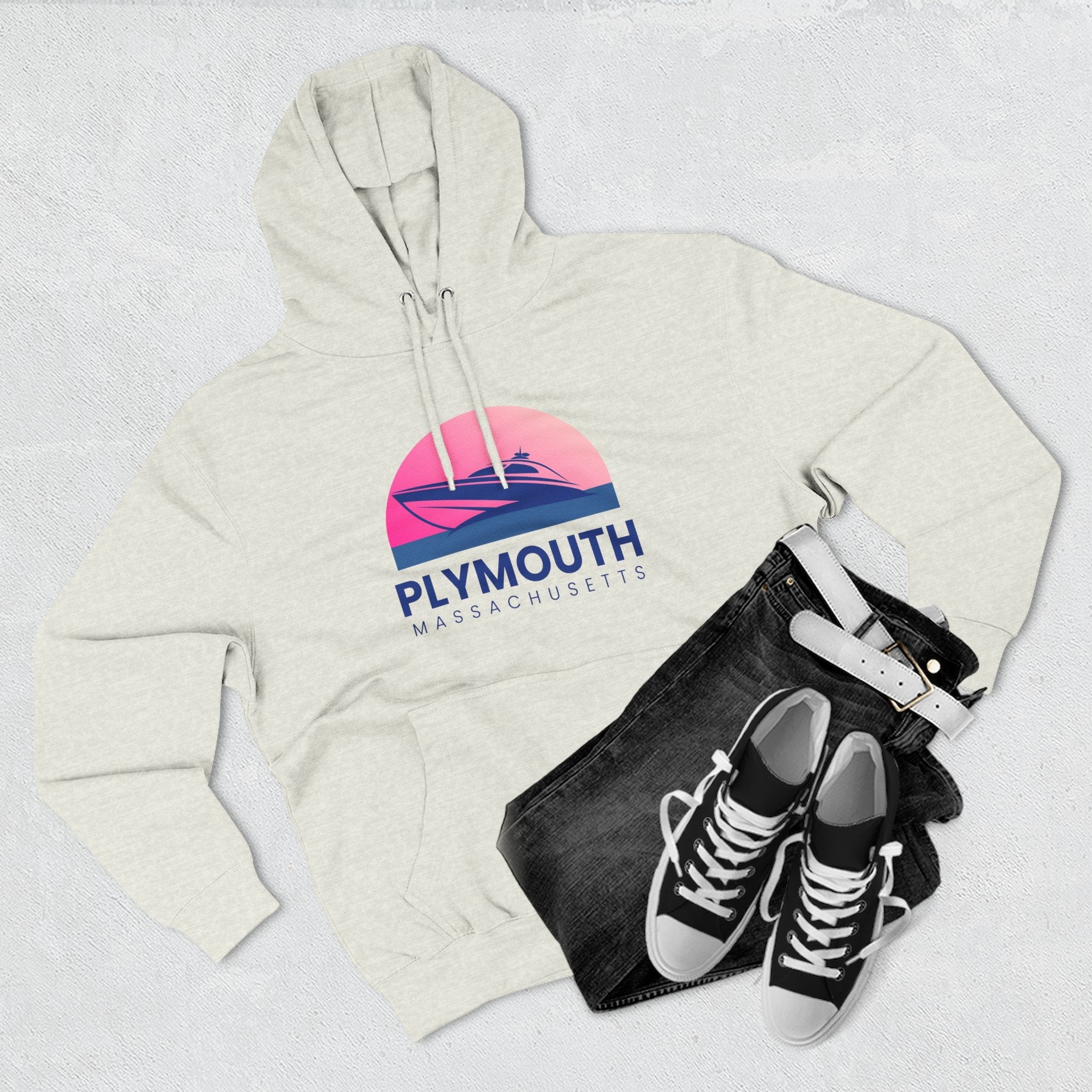 Plymouth Vibes Hoodie with Design, Perfect for Autumn Lovers, Comfortable and Stylish, Great Gift for Vacations