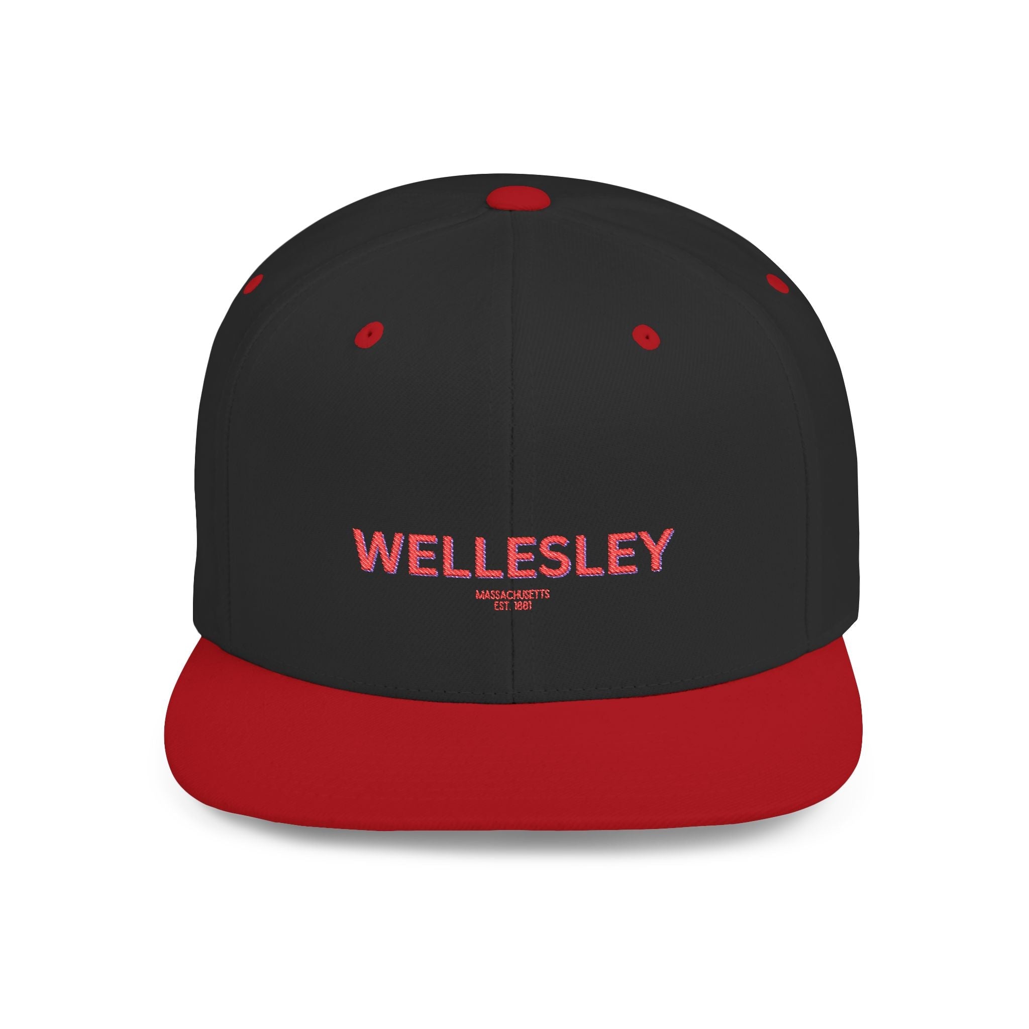 Wellesley Stylish Flat Bill Snapback Hat with Design, Perfect for Casual Outings, Streetwear, Gifts, Festivals, Everyday Wear