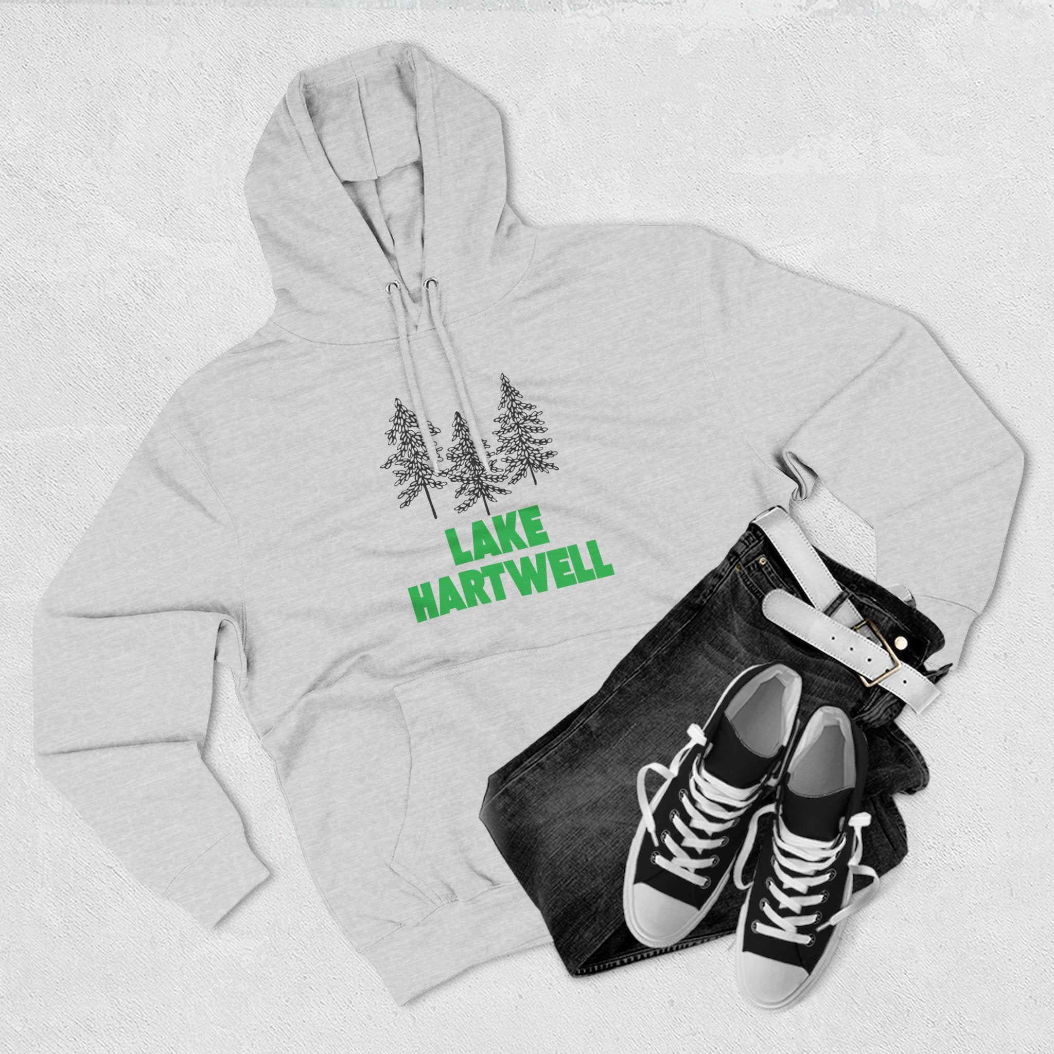Lake Hartwell Fleece Hoodie, Cozy Sweatshirt, Outdoor Adventure Wear, Unique Gift for Lake Lovers, Perfect for Fall and Winter