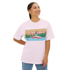 Lake Lanier Sunset Boxy Tee, Relaxed Summer Shirt, Unisex Tee, Vacation Wear, Boating Gift, Lake Life Apparel
