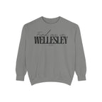 Wellesley Cozy Sweatshirt, Unisex Garment-Dyed Crew, Casual Wear, Gift for Friends, Fall Fashion, Lounge Style