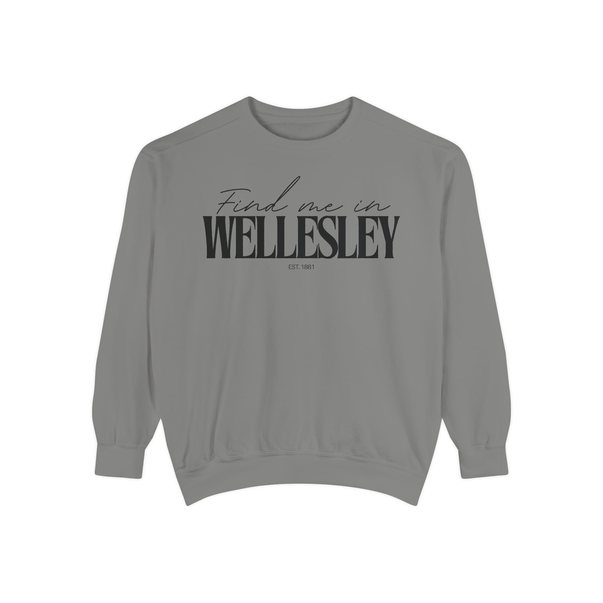 Wellesley Cozy Sweatshirt, Unisex Garment-Dyed Crew, Casual Wear, Gift for Friends, Fall Fashion, Lounge Style