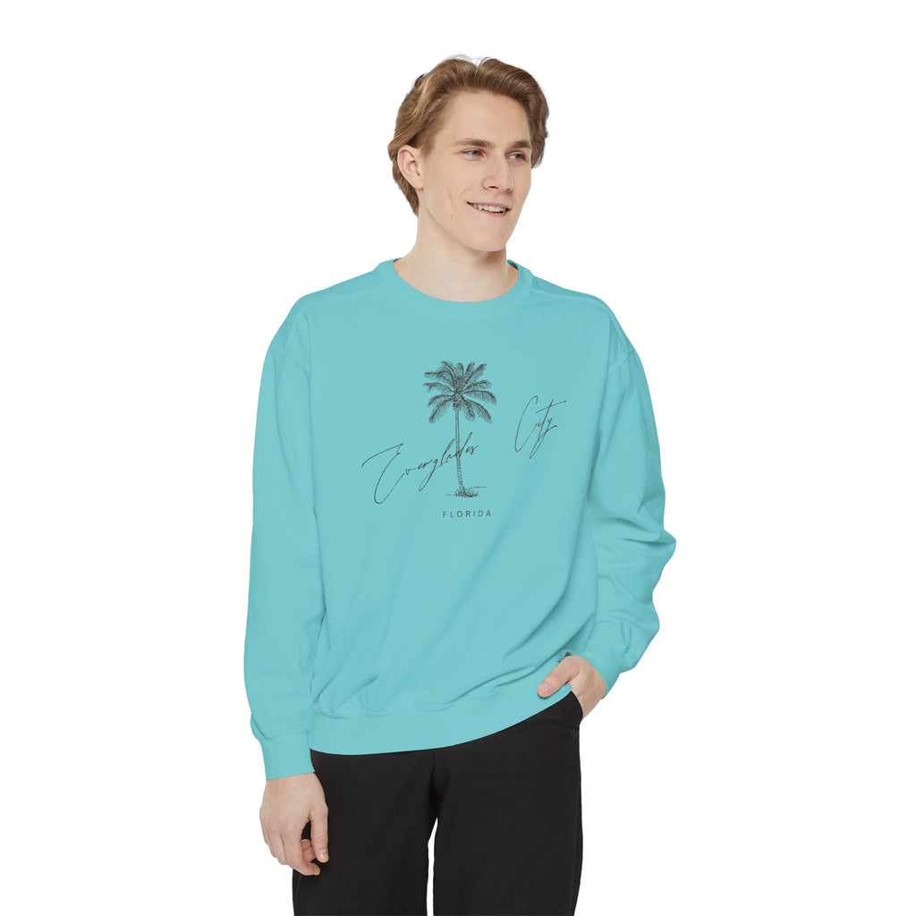 Everglades City Chill Vibes Sweatshirt - Unisex Garment-Dyed Style, Perfect for Lounging