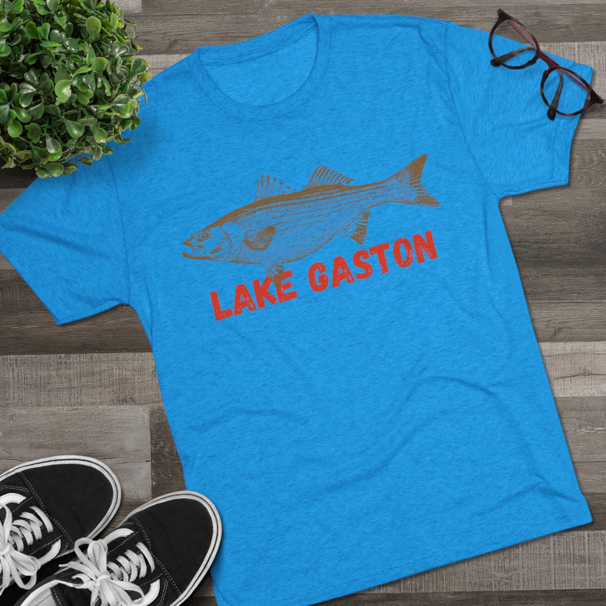 Lake Gaston Fishing Tee, Unisex Crew Neck Shirt, Summer Lake Apparel, Gift for Fishermen, Outdoor Adventure T-Shirt, Lake House Style