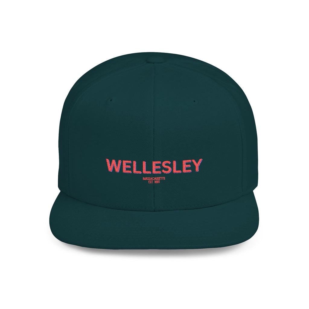 Wellesley Stylish Flat Bill Snapback Hat with Design, Perfect for Casual Outings, Streetwear, Gifts, Festivals, Everyday Wear