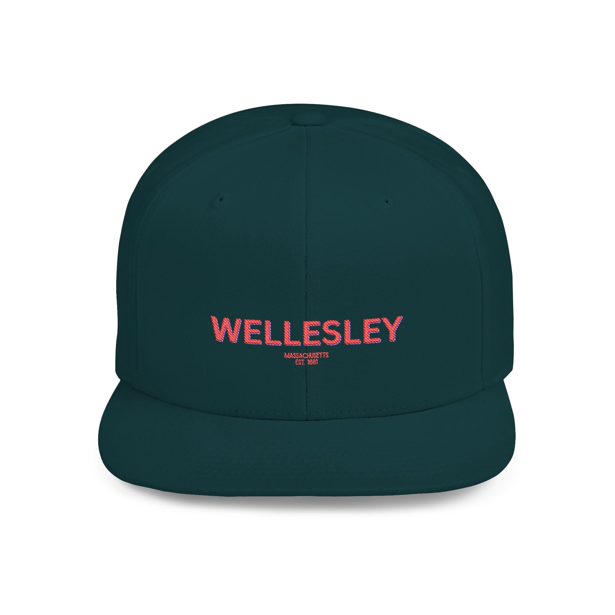Wellesley Stylish Flat Bill Snapback Hat with Design, Perfect for Casual Outings, Streetwear, Gifts, Festivals, Everyday Wear