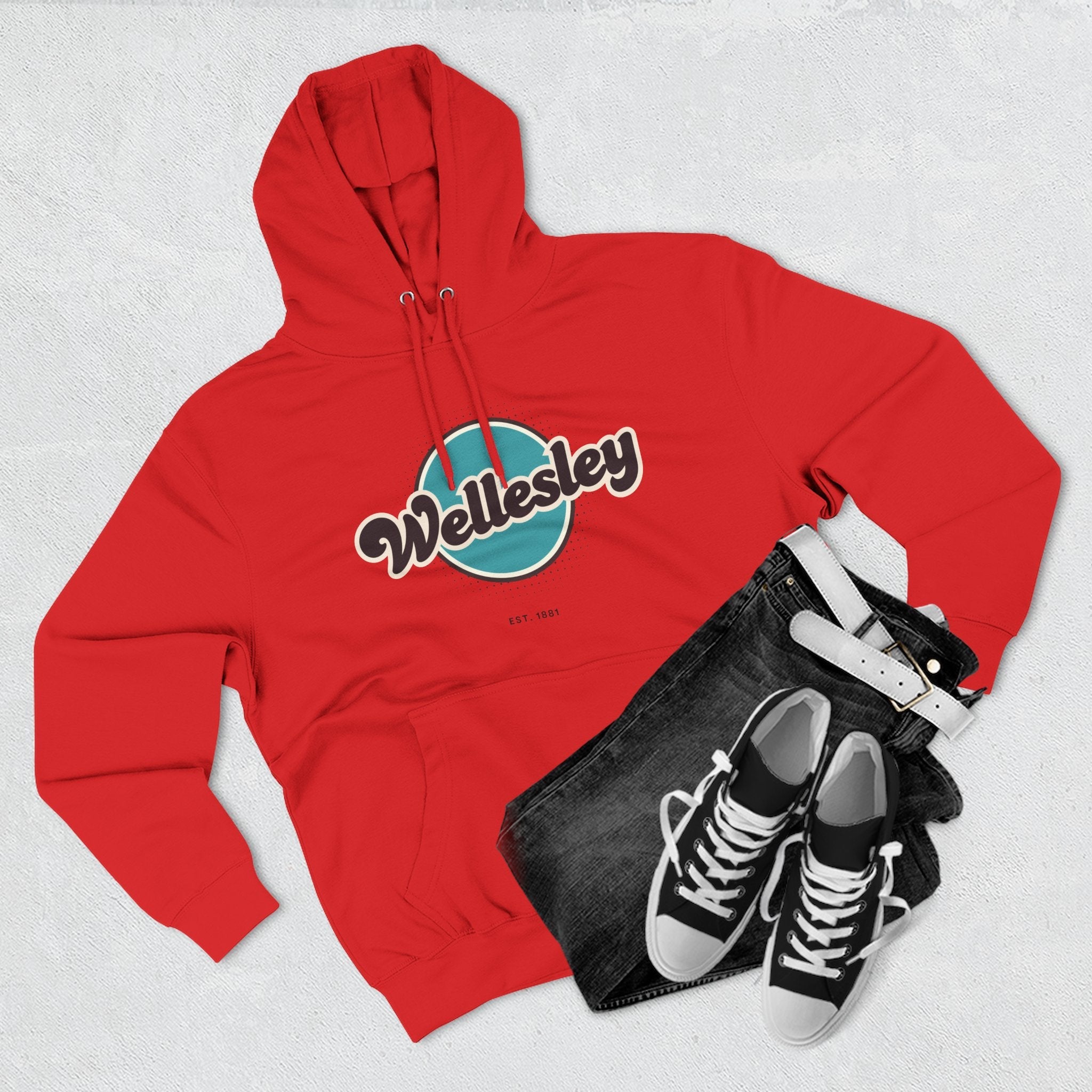 Wellesley Retro Vibe Hoodie for Casual Days, Streetwear, Unisex Gift, Cozy Layering Apparel