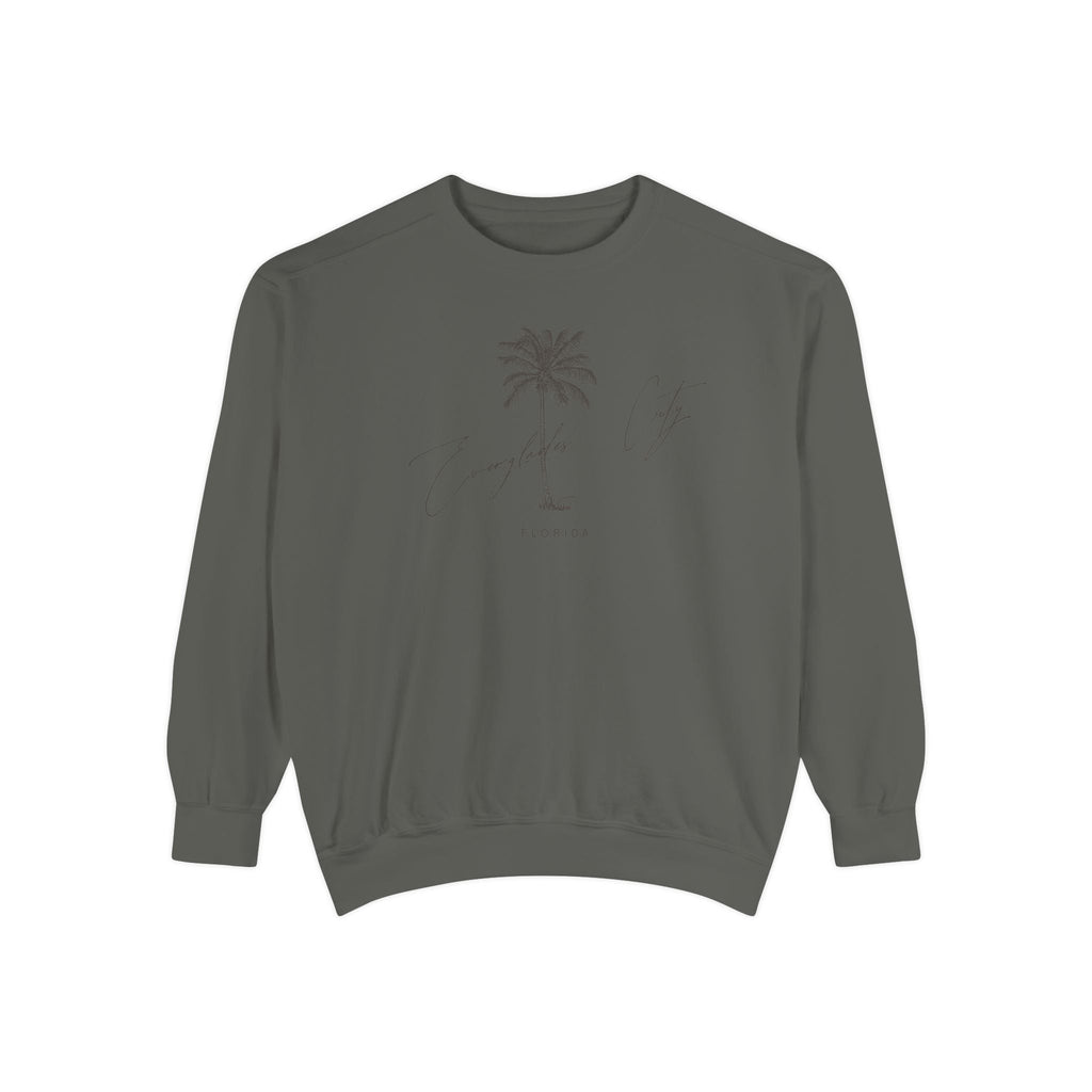 Everglades City Chill Vibes Sweatshirt - Unisex Garment-Dyed Style, Perfect for Lounging