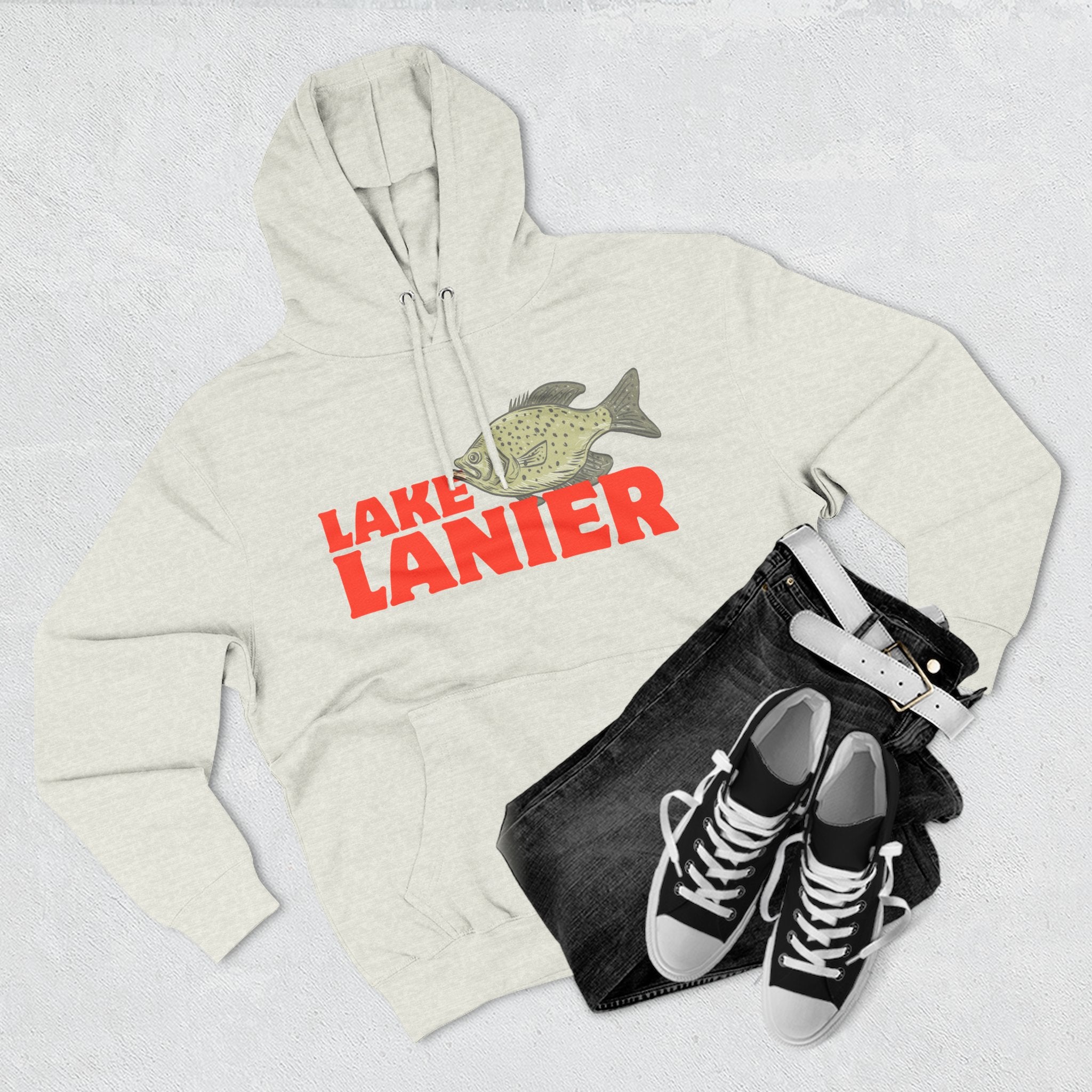 Lake Lanier Fleece Hoodie, Cozy Fishing Sweatshirt, Outdoor Adventure Wear, Unique Gift for Lake Lovers, Perfect for Fall and Winter