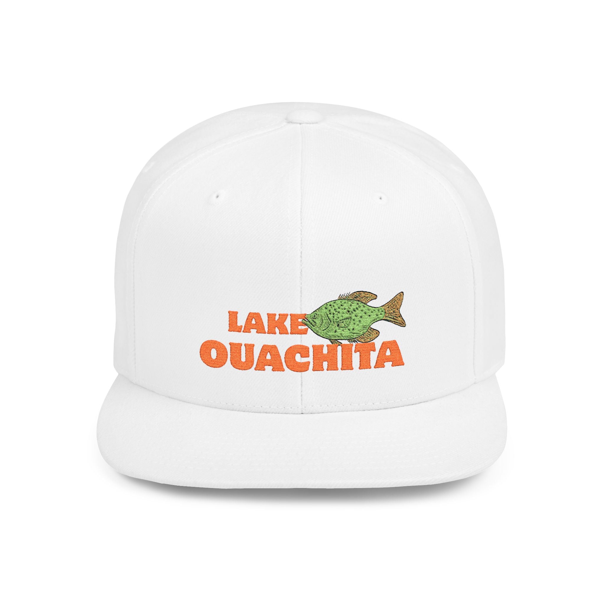 Lake Ouachita Fish Flat Bill Snapback Hat, Fishing Cap, Outdoor Gear, Lake House Gift, Summer Accessories, Stylish Headwear