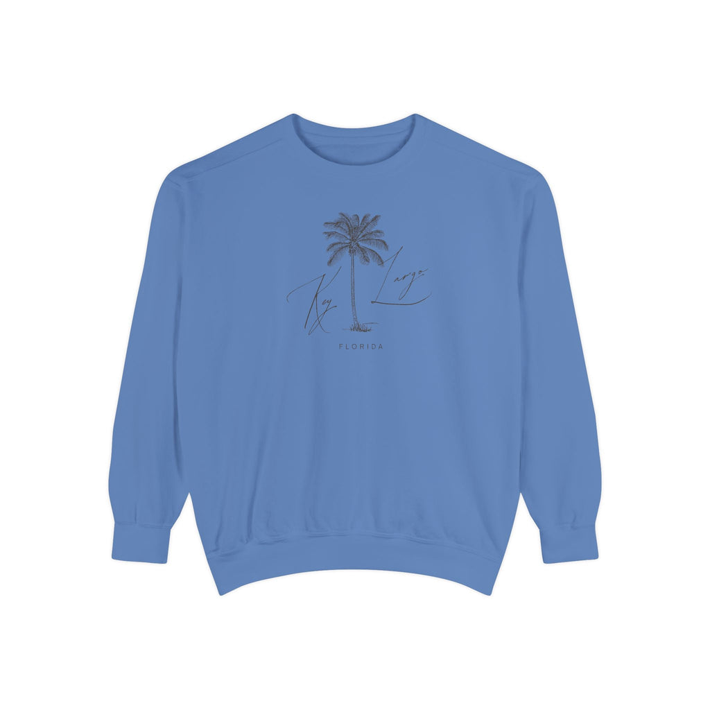 Key Largo Chill Vibes Sweatshirt - Unisex Garment-Dyed Style, Perfect for Lounging