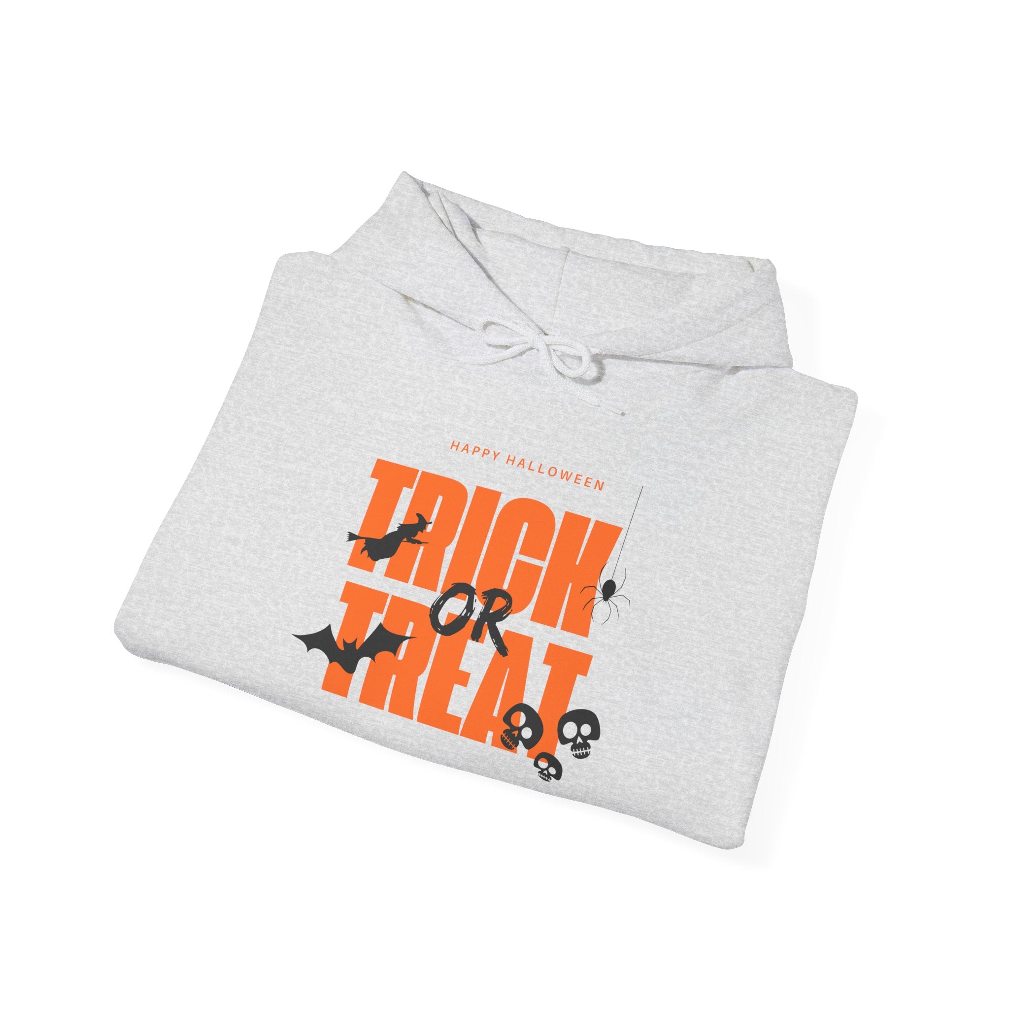 Halloween Trick or Treat Hoodie, Cozy Fall Sweatshirt, Spooky Season Apparel, Unisex Halloween Sweatshirt, Perfect for Pumpkin Patch