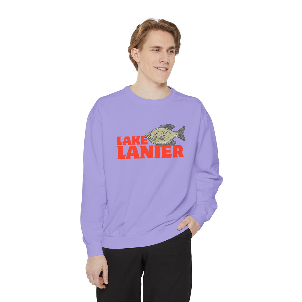 Lake Lanier Fish Sweatshirt | Unisex Garment-Dyed Apparel | Cozy Lake Life Gift, Relaxed Weekend Wear, Fishing Enthusiast Gear