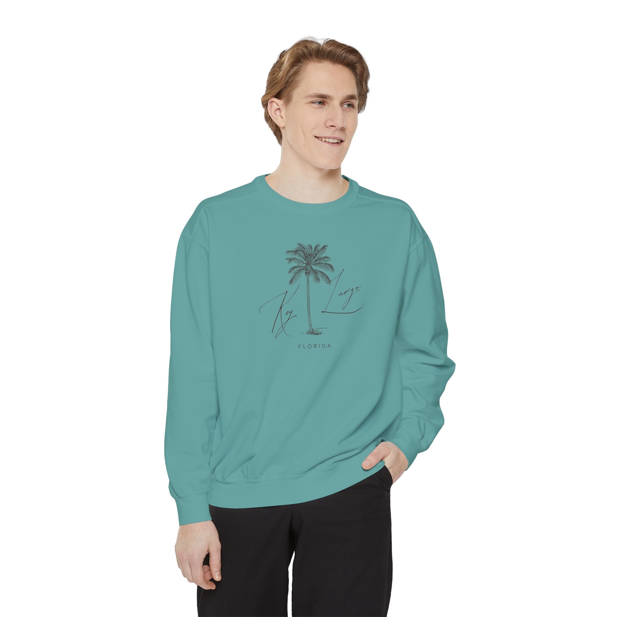 Key Largo Chill Vibes Sweatshirt - Unisex Garment-Dyed Style, Perfect for Lounging