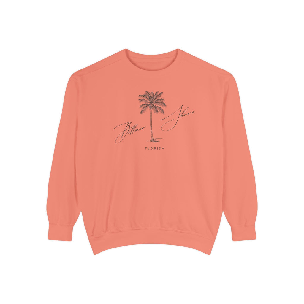 Belleair Shore Chill Vibes Sweatshirt - Unisex Garment-Dyed Style, Perfect for Lounging, Gift for Her, Palm Tree Design, Summer Escape