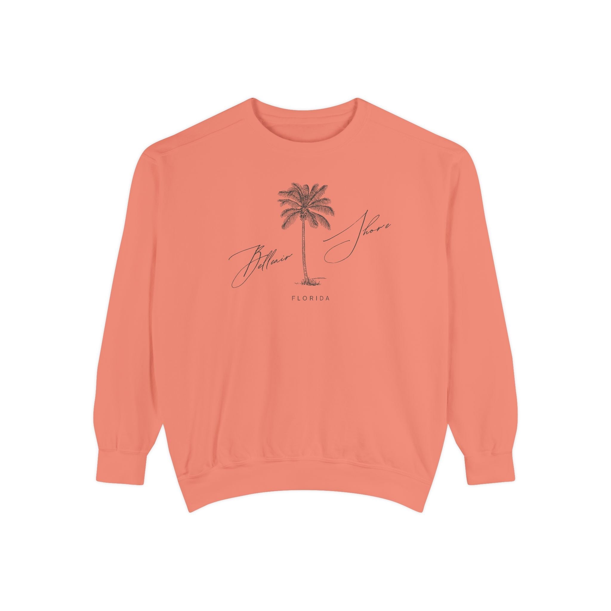 Belleair Shore Chill Vibes Sweatshirt - Unisex Garment-Dyed Style, Perfect for Lounging, Gift for Her, Palm Tree Design, Summer Escape