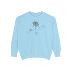 Belleair Shore Chill Vibes Sweatshirt - Unisex Garment-Dyed Style, Perfect for Lounging, Gift for Her, Palm Tree Design, Summer Escape