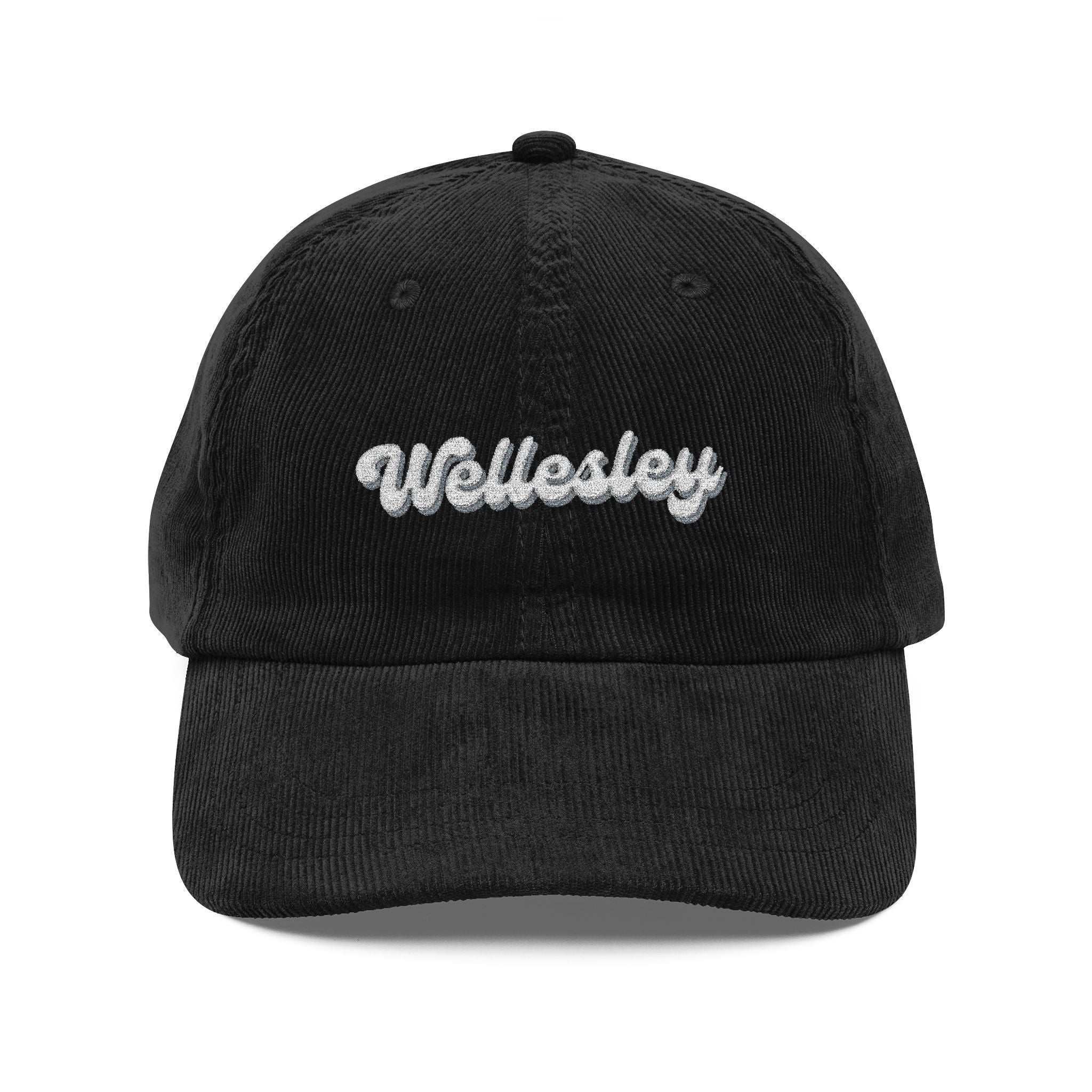 Wellesley Vintage Corduroy Cap, Retro Fashion Hat, Cool Embroidered Cap, Casual Summer Accessory, Gift for Trendsetters