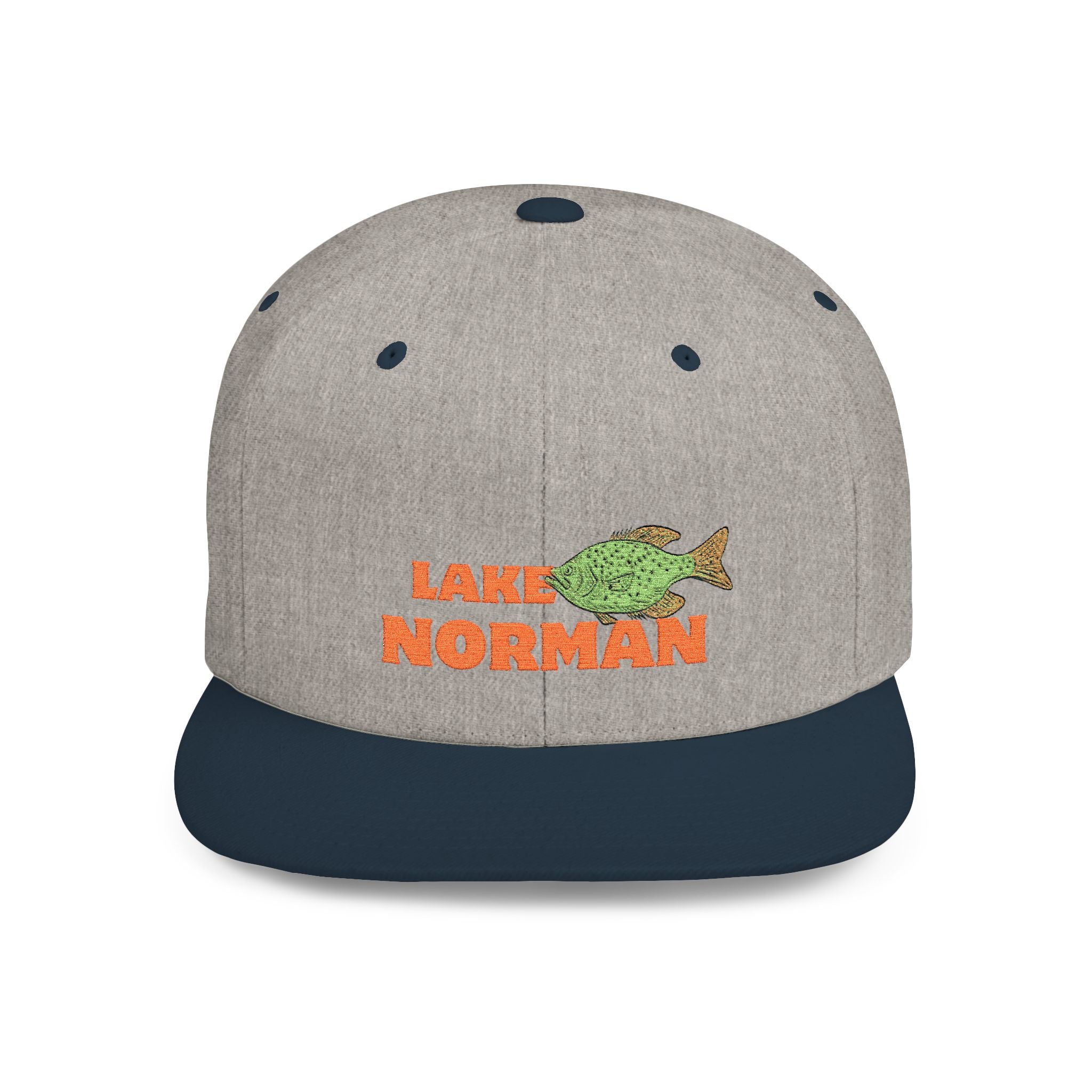 Lake Norman Fish Flat Bill Snapback Hat, Fishing Cap, Outdoor Gear, Lake House Gift, Summer Accessories, Stylish Headwear