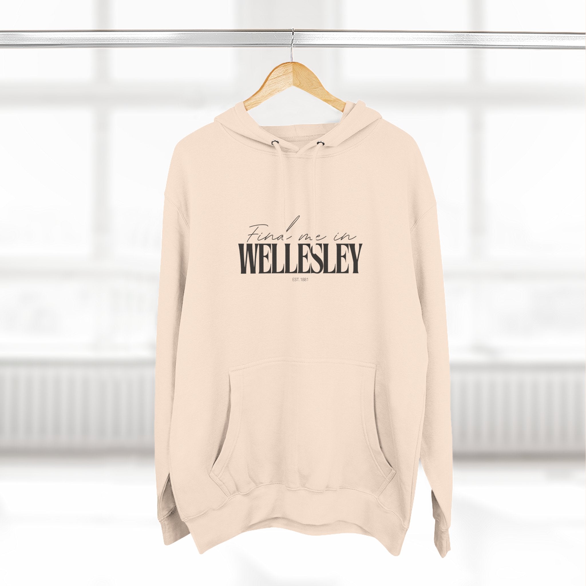 Wellesley Stylish Three-Panel Fleece Hoodie for Everyday Comfort, Personalized Gift, Casual Wear, Unisex Hoodie, Cozy Fashion