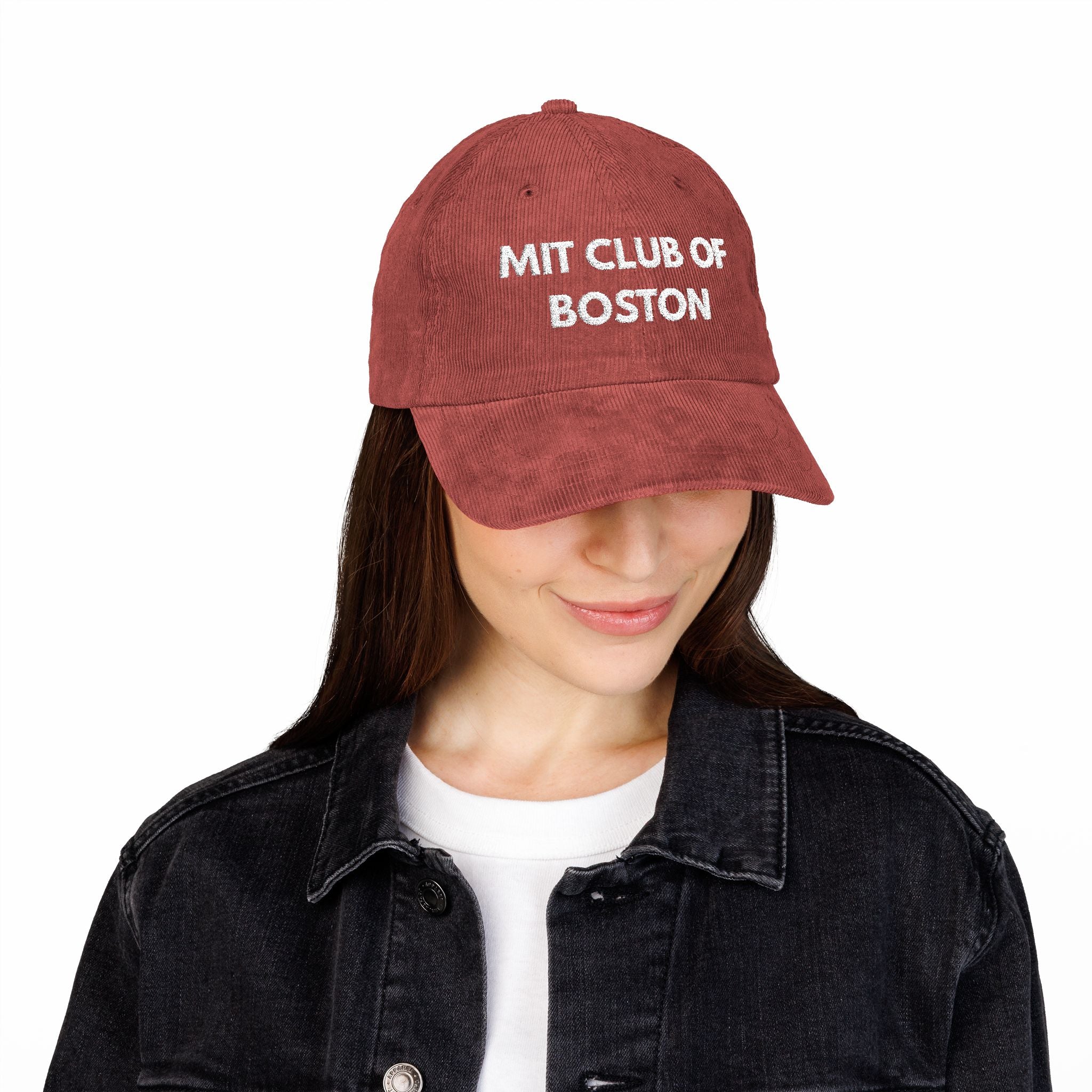 Embroidered Corduroy Cap — "MIT Club of Boston" Vintage Baseball Hat