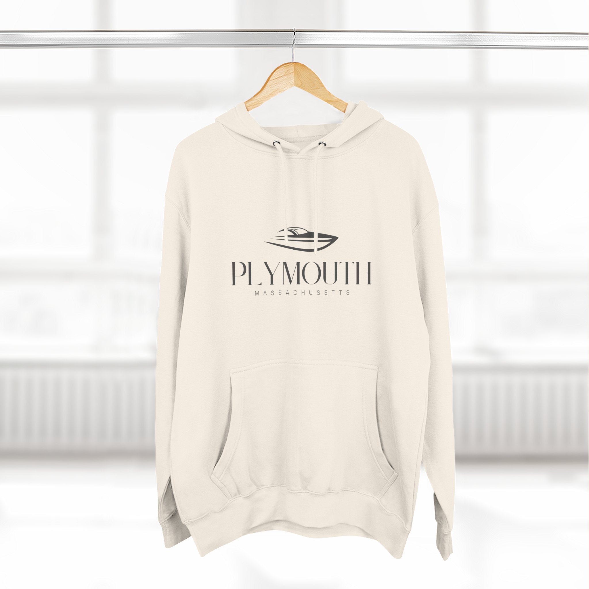 Plymouth Stylish Three-Panel Fleece Hoodie for Cozy Days, Casual Wear, Warm Layering, Gift for Him or Her