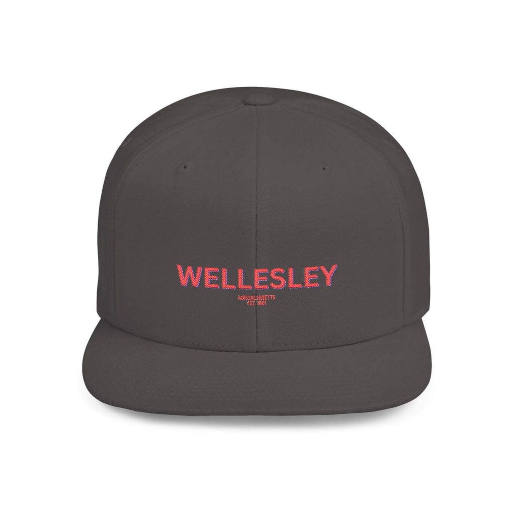 Wellesley Stylish Flat Bill Snapback Hat with Design, Perfect for Casual Outings, Streetwear, Gifts, Festivals, Everyday Wear