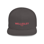 Wellesley Stylish Flat Bill Snapback Hat with Design, Perfect for Casual Outings, Streetwear, Gifts, Festivals, Everyday Wear