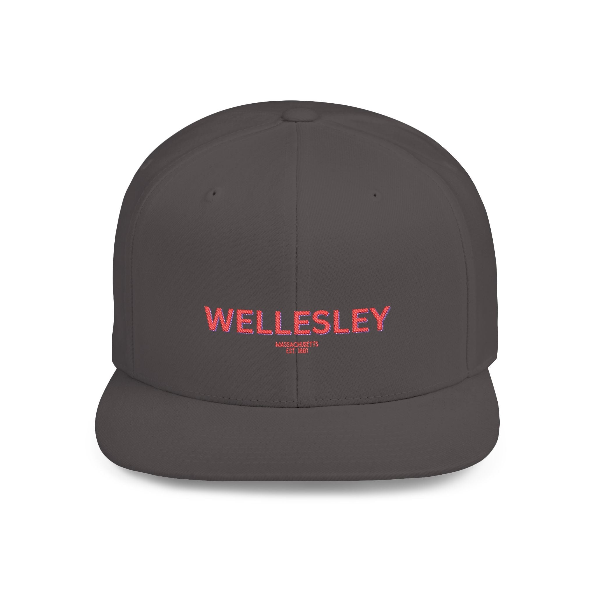 Wellesley Stylish Flat Bill Snapback Hat with Design, Perfect for Casual Outings, Streetwear, Gifts, Festivals, Everyday Wear